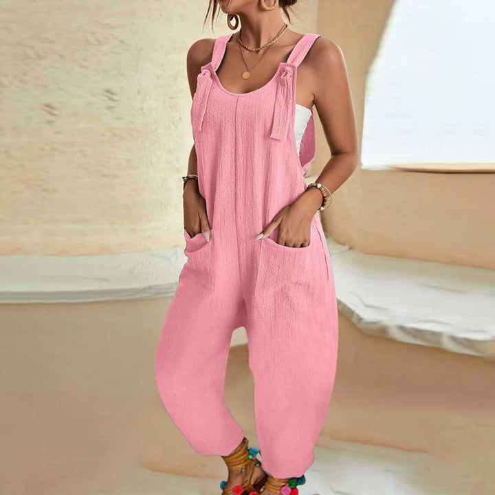 Lace-up loose sleeveless overalls