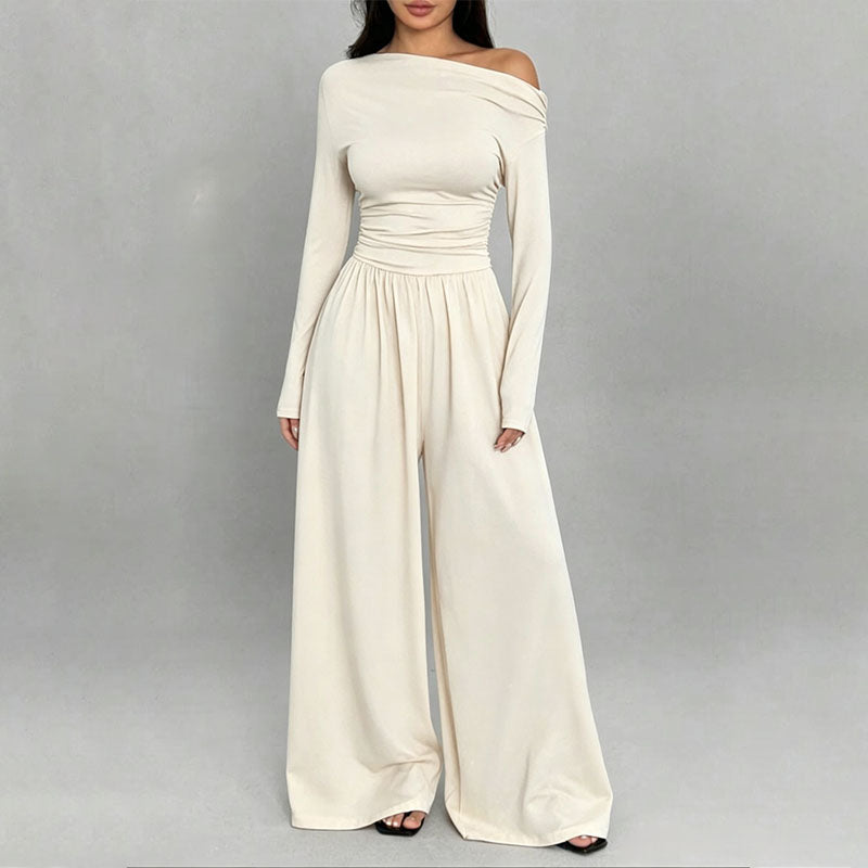 Off-the-shoulder wide-leg jumpsuit
