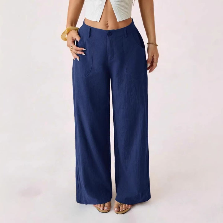 Casual, loose-fitting, mid-rise, straight-leg wide-leg trousers
