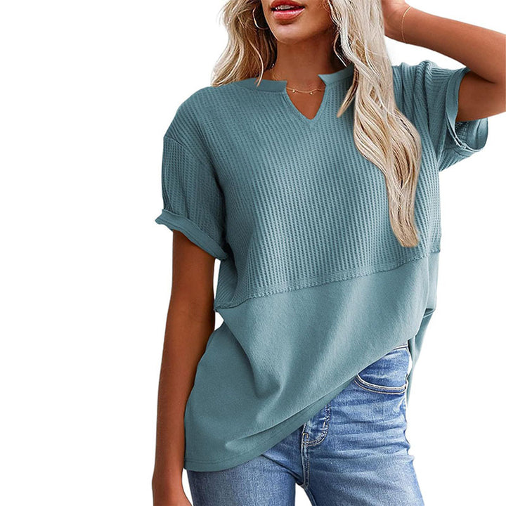 Short Sleeve V Neck Casual Top