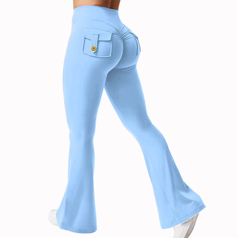 High-waisted, butt-lifting, slight-flare yoga pants