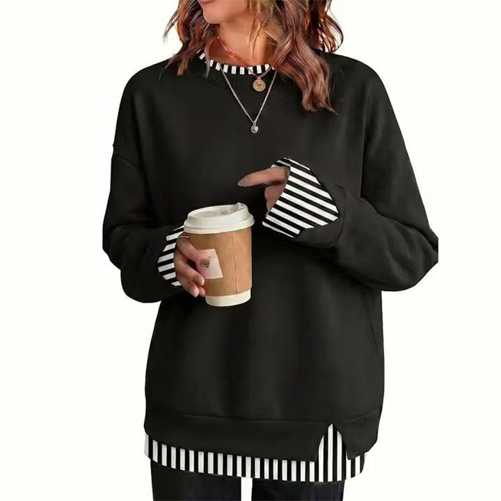 Casual crew-neck long-sleeve sweatshirt