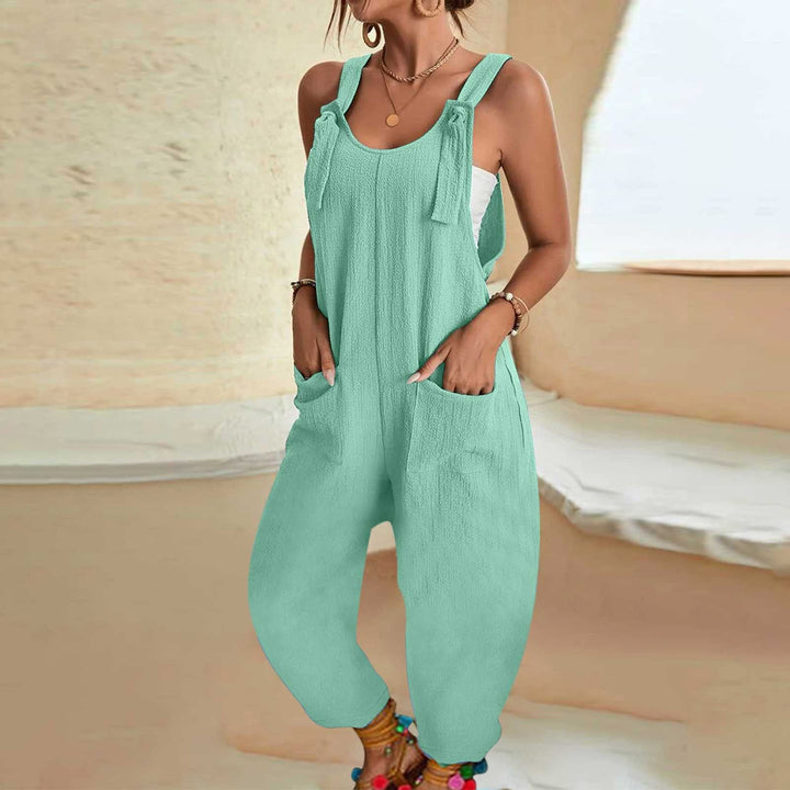 Lace-up loose sleeveless overalls
