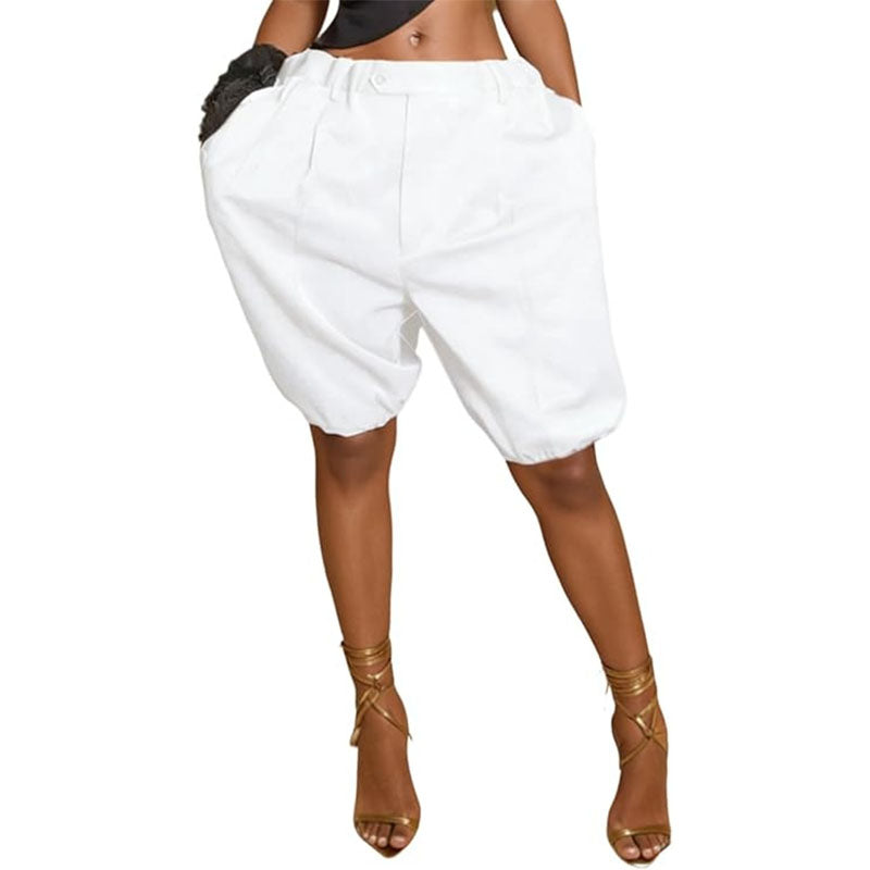 Elastic waist loose harem shorts