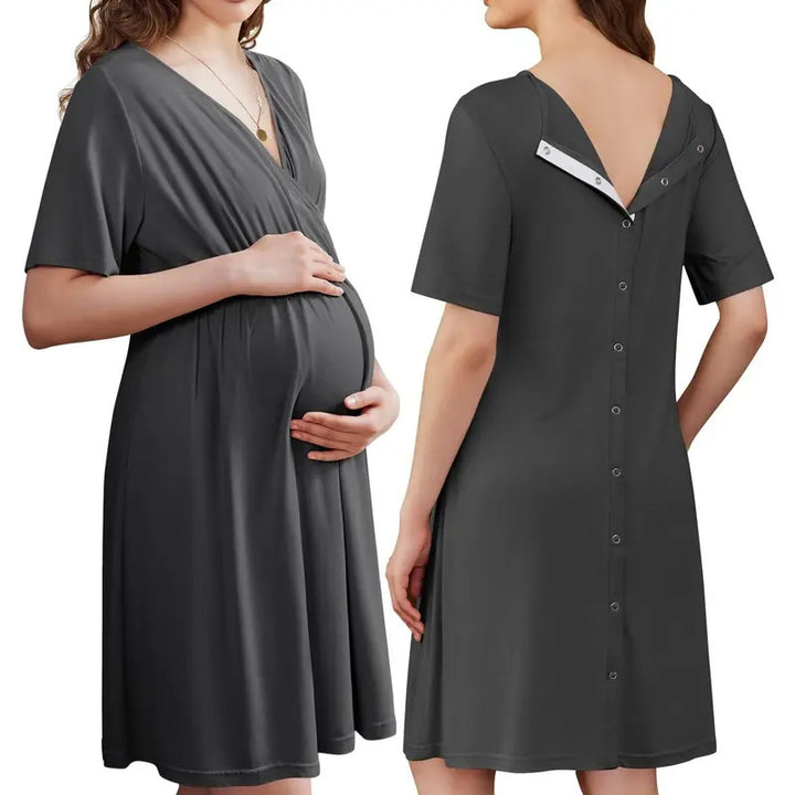 Button Back Maternity Breastfeeding Dress