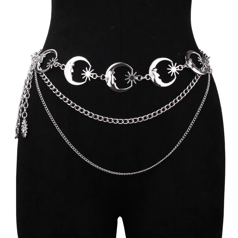 Vintage sun-and-moon style waist chain