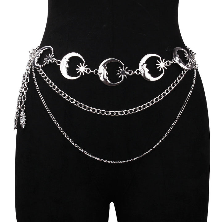 Vintage sun-and-moon style waist chain