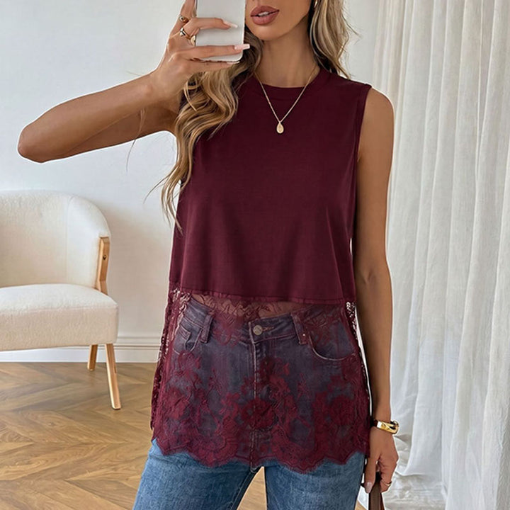 Sleeveless lace-panel top