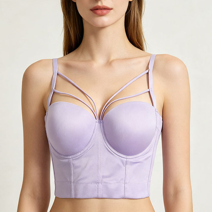 Cropped, backless, spaghetti-strap corset top