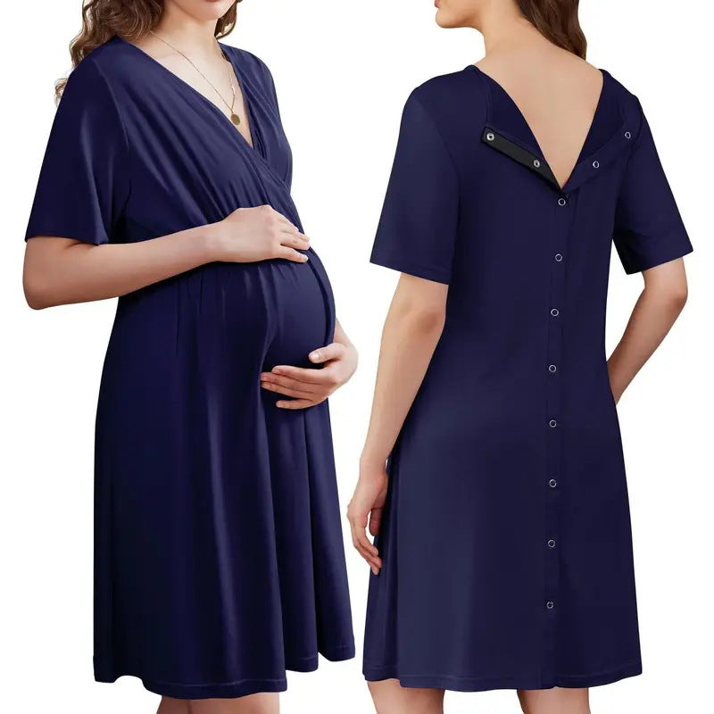 Button Back Maternity Breastfeeding Dress