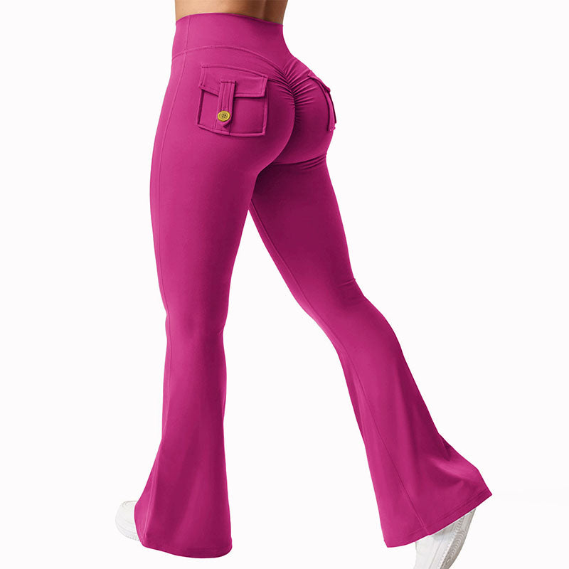 High-waisted, butt-lifting, slight-flare yoga pants