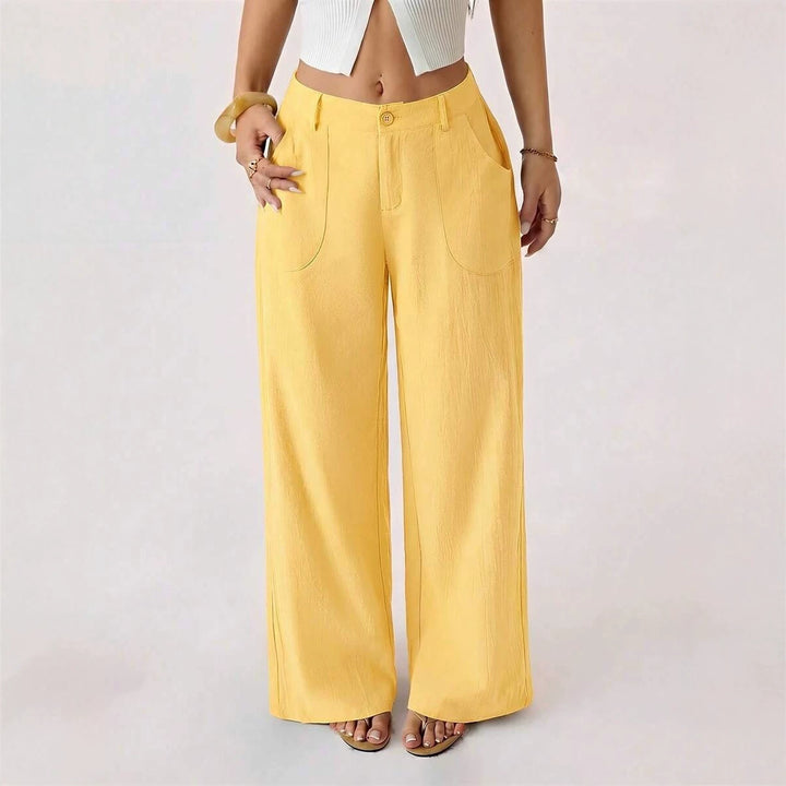 Casual, loose-fitting, mid-rise, straight-leg wide-leg trousers