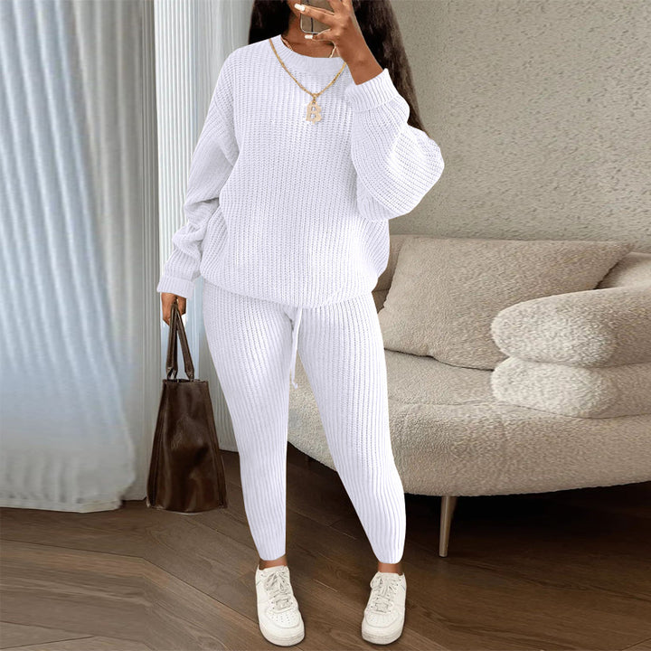 Casual Ribbed Knit Two Piece Loungewear