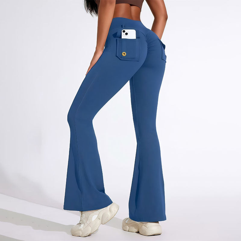 High-waisted, butt-lifting, slight-flare yoga pants