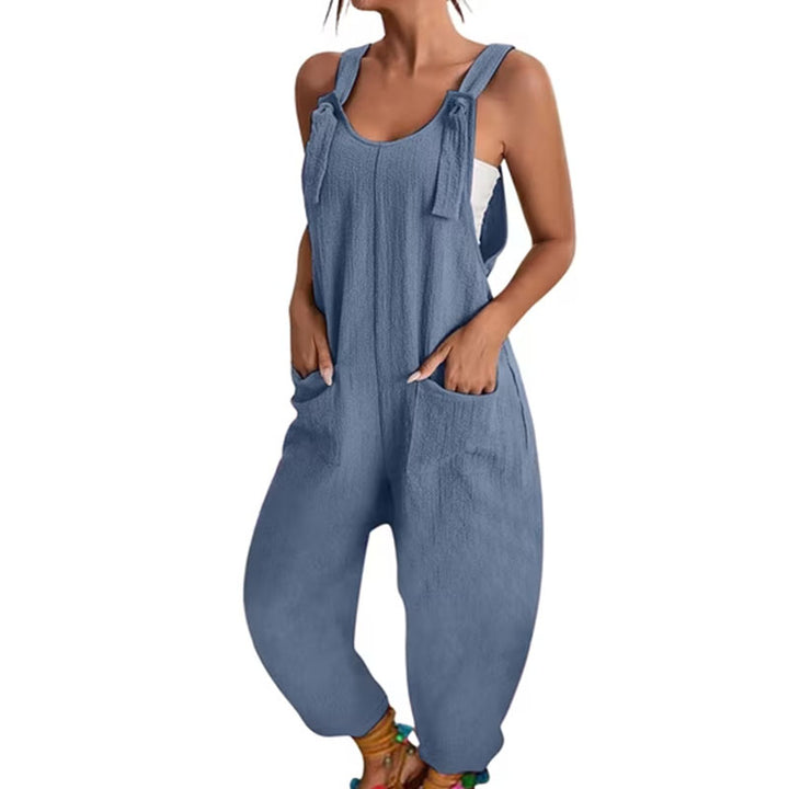 Lace-up loose sleeveless overalls