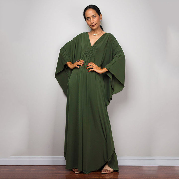 Deep V-neck batwing sleeve dress cover-up