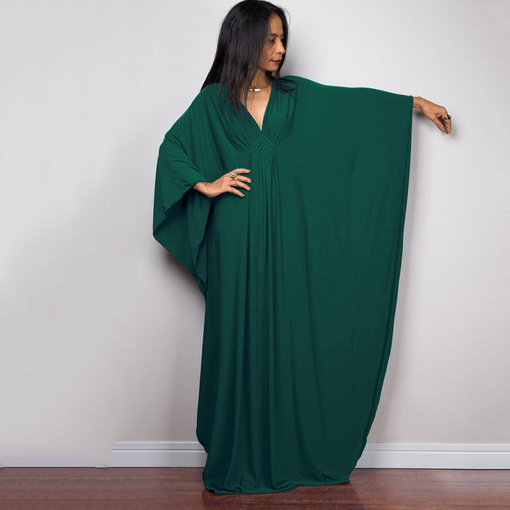 Deep V-neck batwing sleeve dress cover-up
