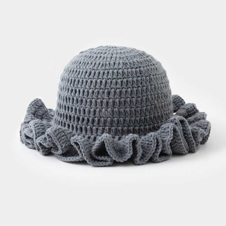 Multi-layered ruffled hand-crocheted hat