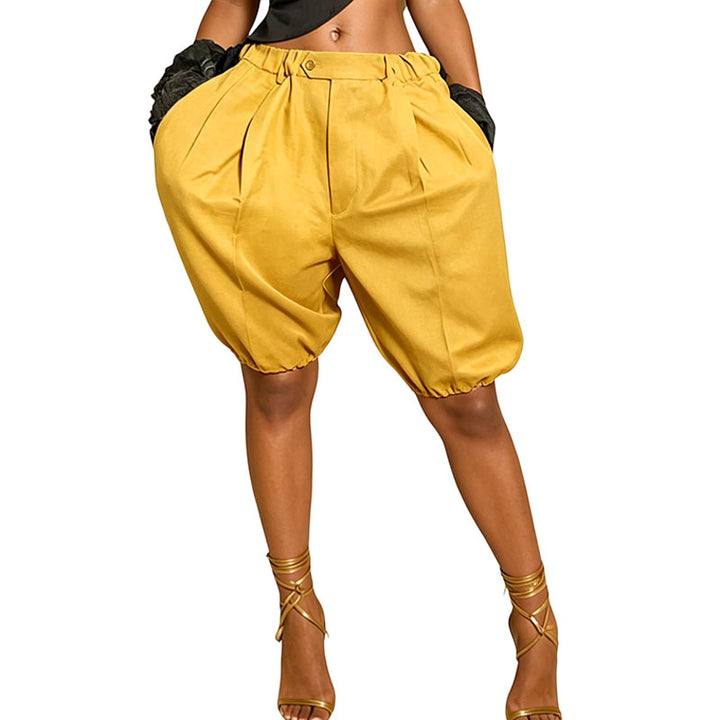 Elastic waist loose harem shorts