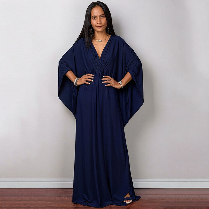 Deep V-neck batwing sleeve dress cover-up
