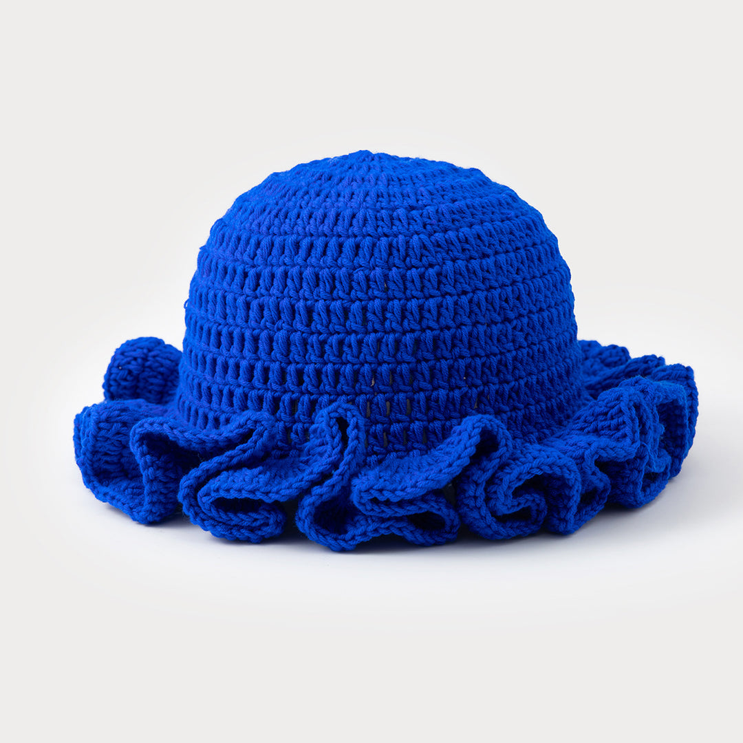 Multi-layered ruffled hand-crocheted hat