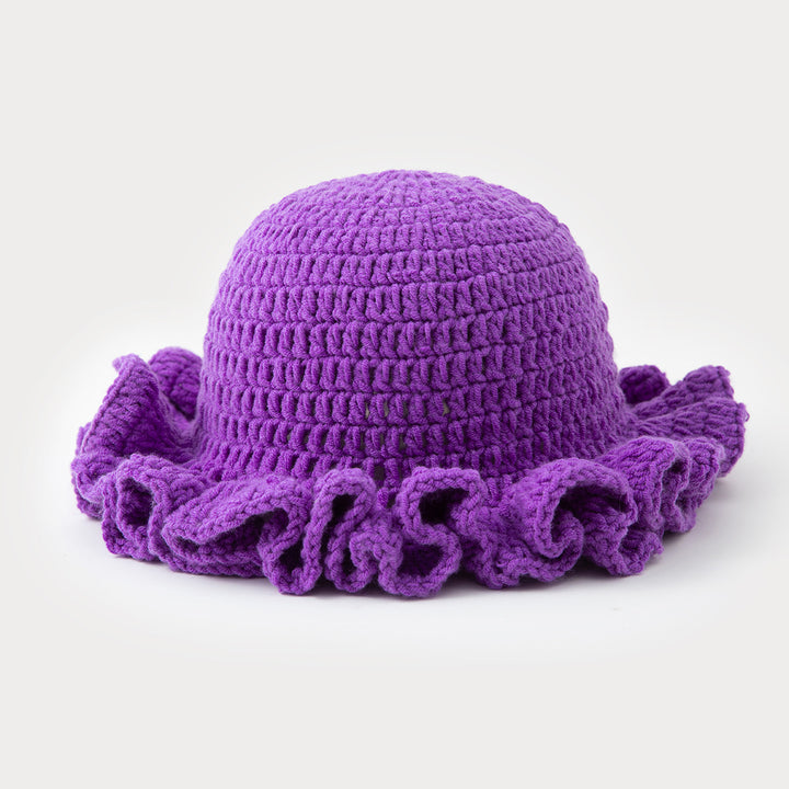 Multi-layered ruffled hand-crocheted hat