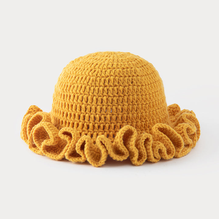 Multi-layered ruffled hand-crocheted hat