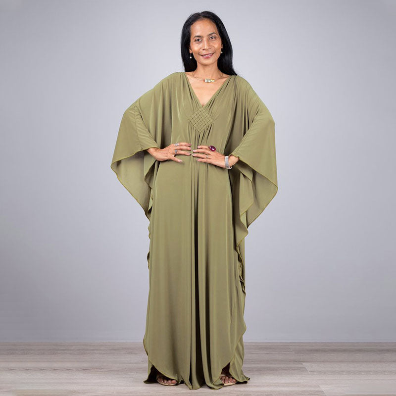 Deep V-neck batwing sleeve dress cover-up