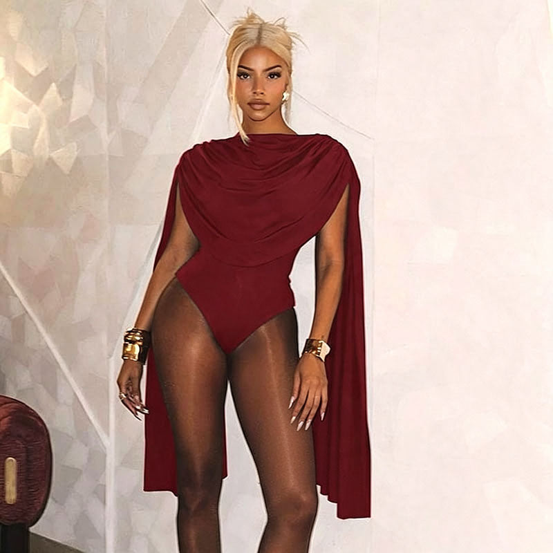 Stacked draped shawl bodysuit