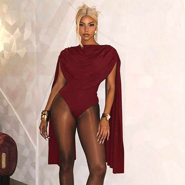 Stacked draped shawl bodysuit