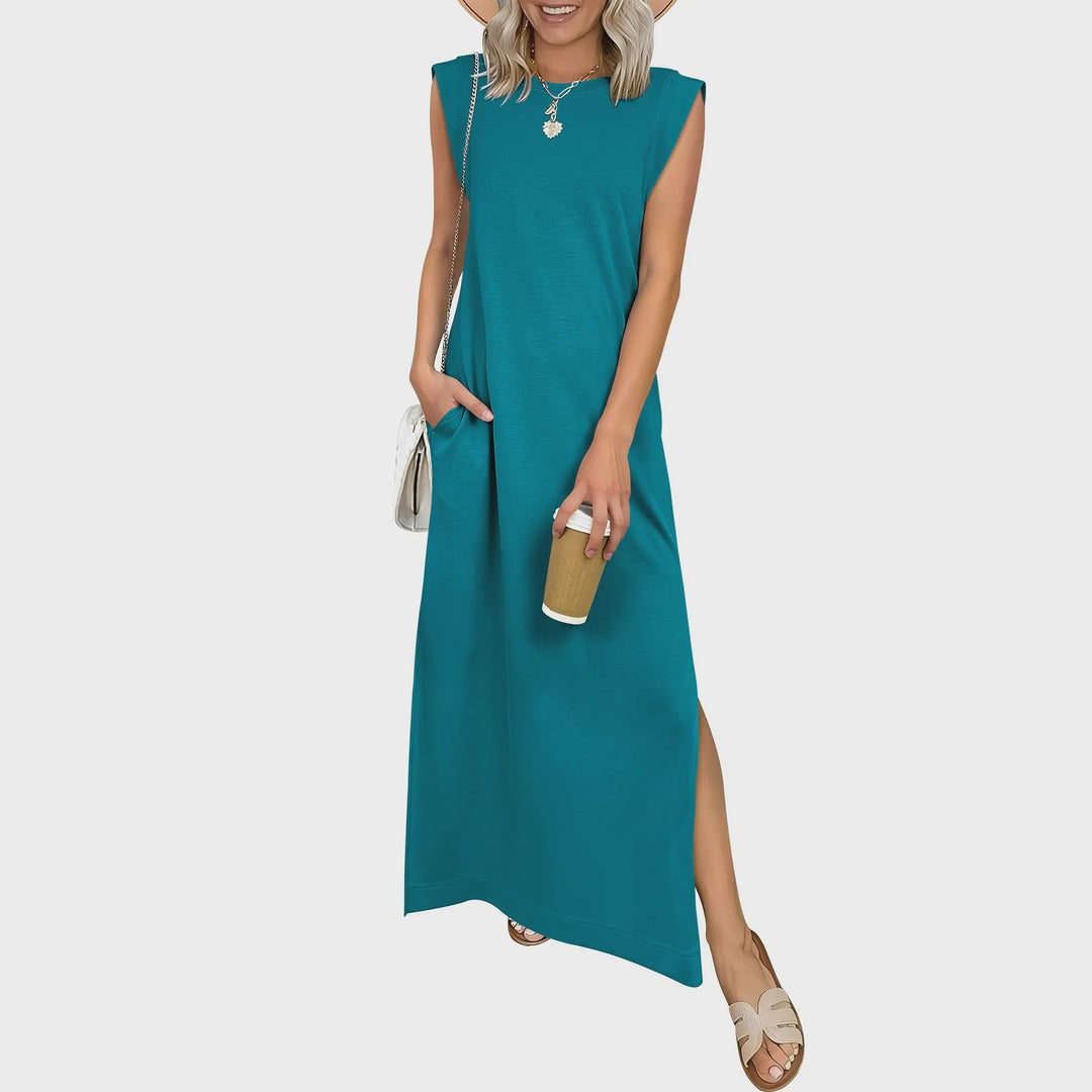 Casual Crew  Neck Sleeveless Maxi Dress