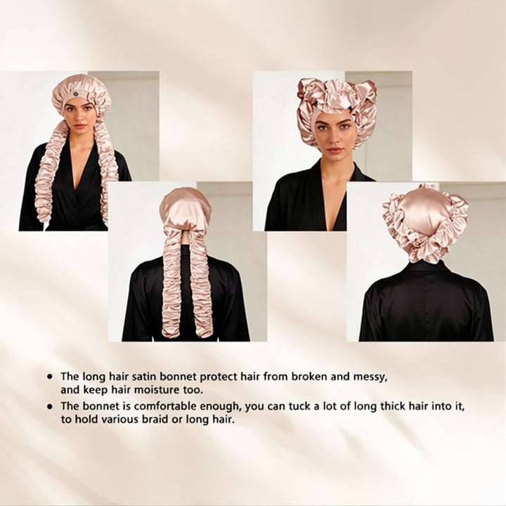 Satin Stretch Non-Slip Sleep Bonnet for Curly Hair