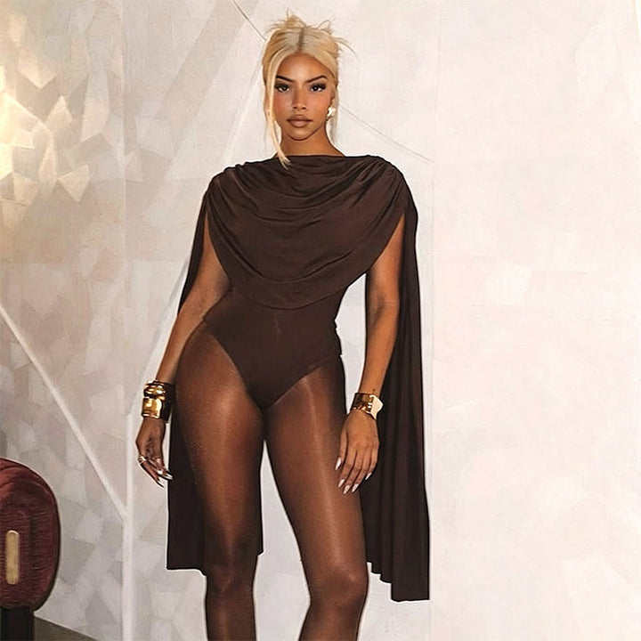 Stacked draped shawl bodysuit