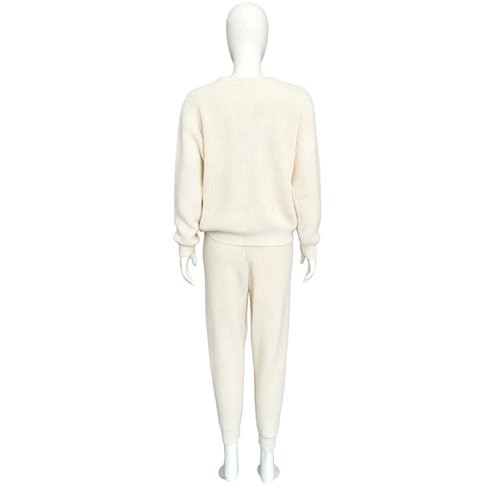 Casual Ribbed Knit Two Piece Loungewear