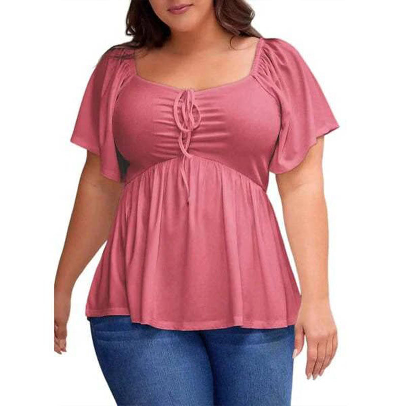 Plus-size square-neck peplum top