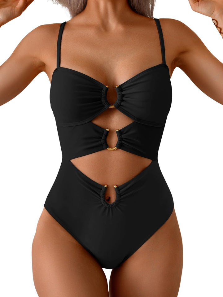 Triple Cutout U-Ring One-Piece Swimsuit